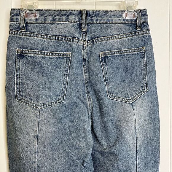 Brand New Cider Jeans Women's Small Distressed Destroyed Hem Blue Straight Jeans - Picture 5 of 10